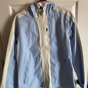 Light Blue and White Hooded Jacket